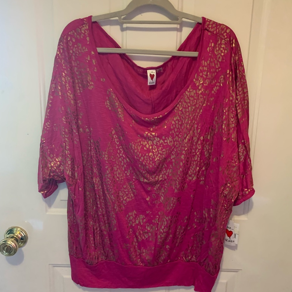 Women’s pink and copper animal print top XXXL new with tags